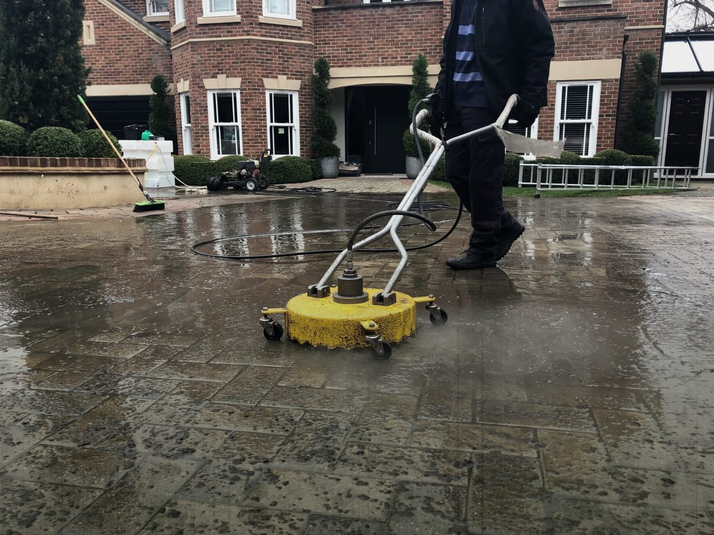 Patio slabs before cleaning