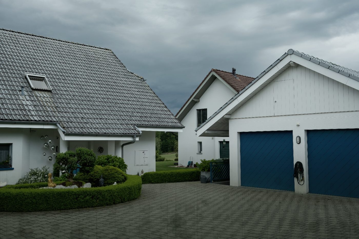 Block paving driveway before cleaning